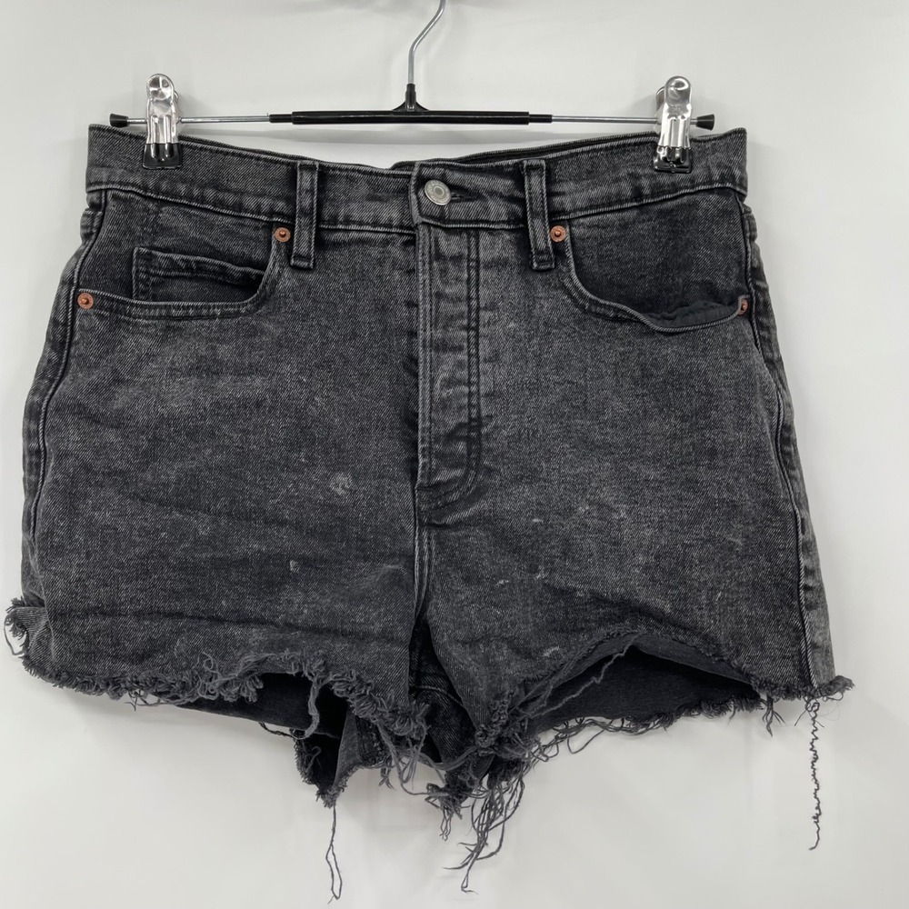 Old Navy Black Wash Denim Shorts Size 10‎ Higher High Rise Sky-Hi A-Line